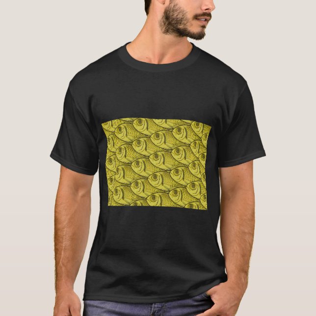 Camiseta Padrão de Peixe Amarelo (Frente)
