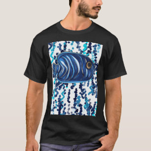 Camiseta Padrão de Peixe-Anjo com Listras Azuis