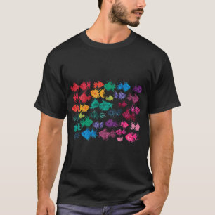 Camiseta Padrão de Peixe Aquarela Arco-íris