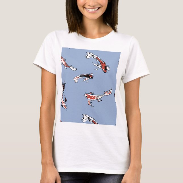 Camiseta Padrão de Peixe de Carpa Koi (Frente)