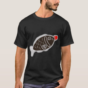 Camiseta Padrão de Peixe de Sushi Soy em Azul