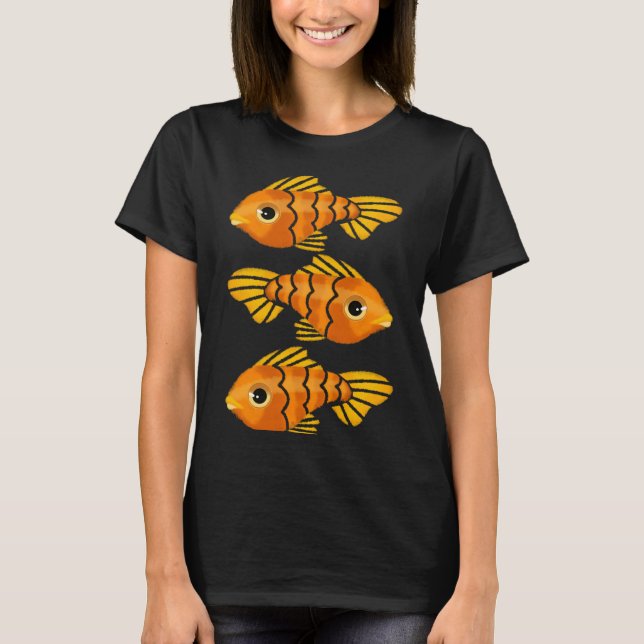 Camiseta Padrão de Peixe Dourado Sortudo (Frente)
