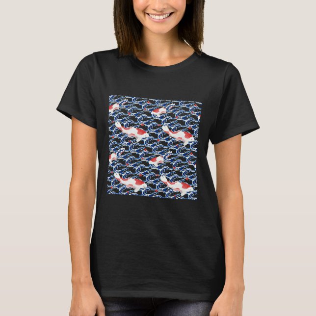 Camiseta Padrão de Peixe Koi Japonês (Frente)