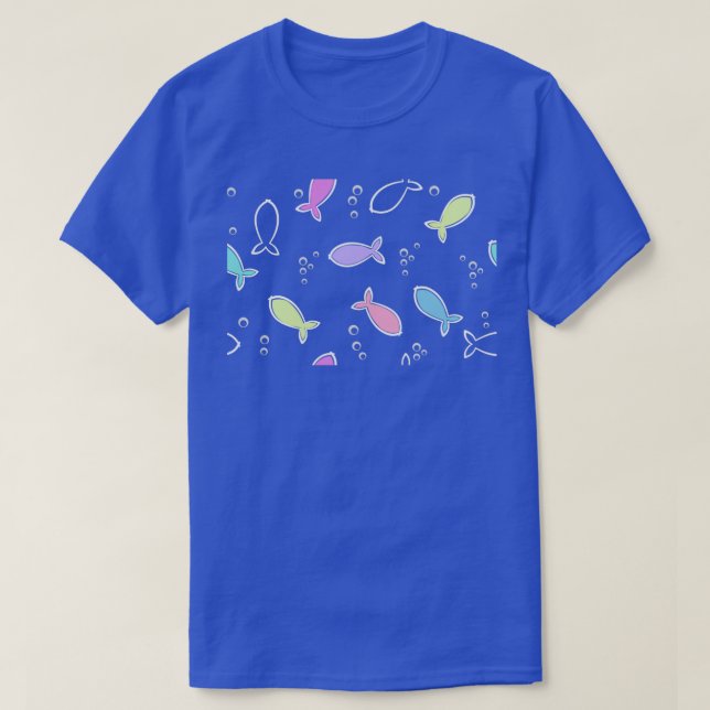 Camiseta Padrão de peixe minimalista simples (Frente do Design)