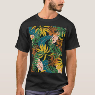 Camiseta Padrão de Plantas Tropicais de Verão