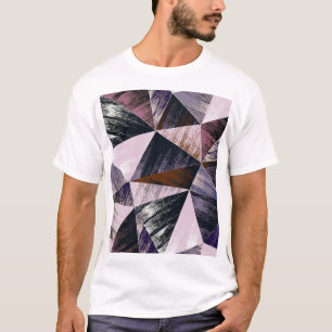 Camiseta Padrão de polígono abstrato, triângulos coloridos.