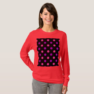 Camiseta Padrão de Pontos Pintados de Preto Roxo Rosa