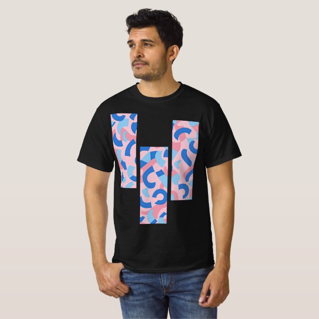Camiseta Padrão de porta de divisão rosa e azul (Frente Completa)