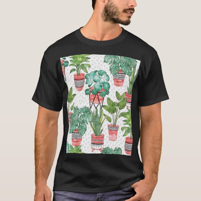 Camiseta Padrão de Potes da Terra Cotta Plant. (Frente)