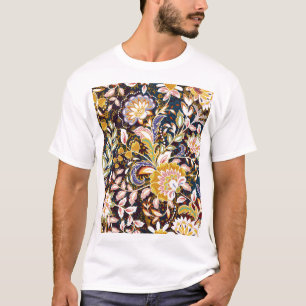 Camiseta Padrão de Proveniência da Vintagem Floral Multicol