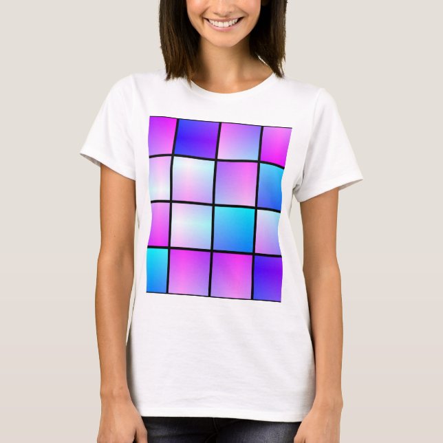 Camiseta Padrão de quadrados gradiente (Frente)