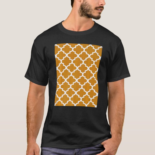 Camiseta Padrão De Quatrefoil Em Branco Sobre O Yello De Tr (Frente)