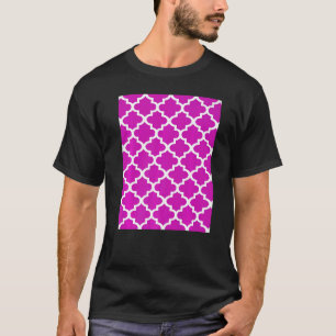 Camiseta Padrão De Quatrefoil Em Cor Branca Em Cor Rosa Esc