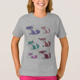 Camiseta Padrão de raposas Funky