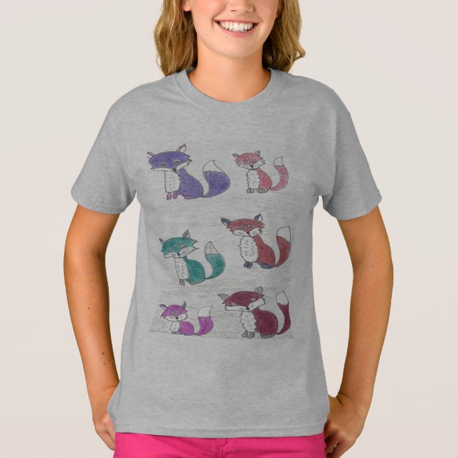 Camiseta Padrão de raposas Funky (Frente)
