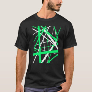 Camiseta Padrão de recortes geométricos verdes e brancos