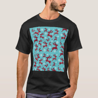 Camiseta Padrão de Reindeer de Natal Azul