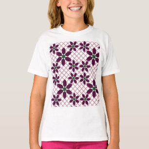 Camiseta Padrão de Rosa Roxa Escura — Flora de Ameixa Elega