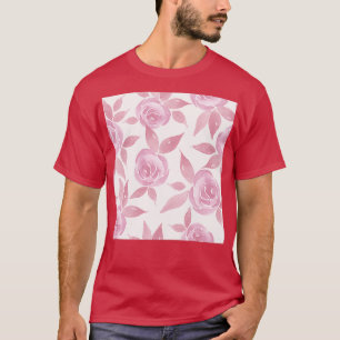 Camiseta Padrão de Rosas Victorianas Rosa