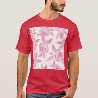Camiseta Padrão de Rosas Victorianas Rosa