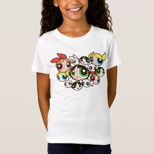 Camiseta Padrão de Rosto das Raparigas Powerpuff (Frente)