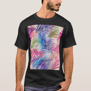 Camiseta Padrão de Sobreposição de Folhas de abstrato Water