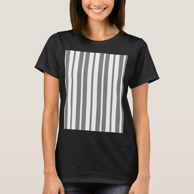 Camiseta Padrão de Stripes Verticais Brancas da cinza (Frente)