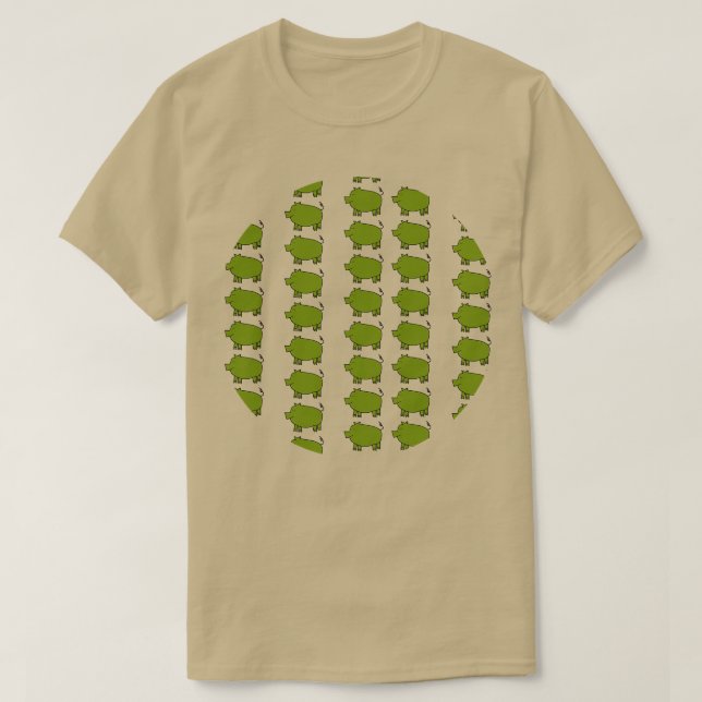 Camiseta Padrão de Suíno Verde (Frente do Design)
