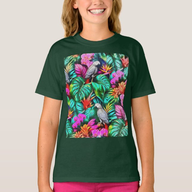 Camiseta Padrão de Superfície Contínuo Sonhos da Selva com  (Frente)