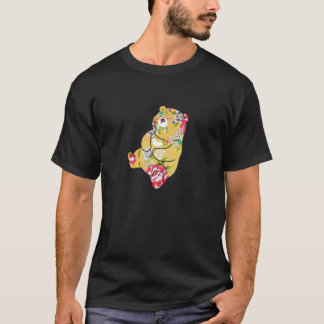Camiseta Padrão de Tecido de Flor de Taiwan, Urso, Amarelo,