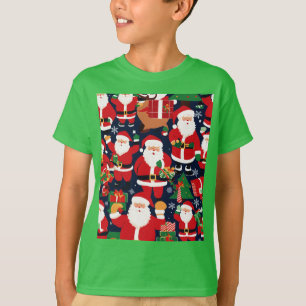 Camiseta Padrão de Tecido de Papai Noel Repetiável e Consta