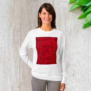 Camiseta Padrão de tecnologia de placa de circuito vermelho