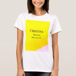 Camiseta Padrão de texto abstrato rosa amarelo adicionar no