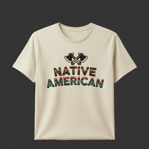Camiseta Padrão de Texto Nativo Americano