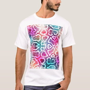 Camiseta Padrão de Textura de Pele Cobra colorida.