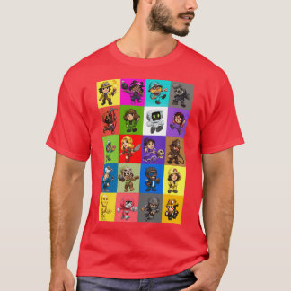 Camiseta Padrão de Todos os Caracteres do Spelunky 2