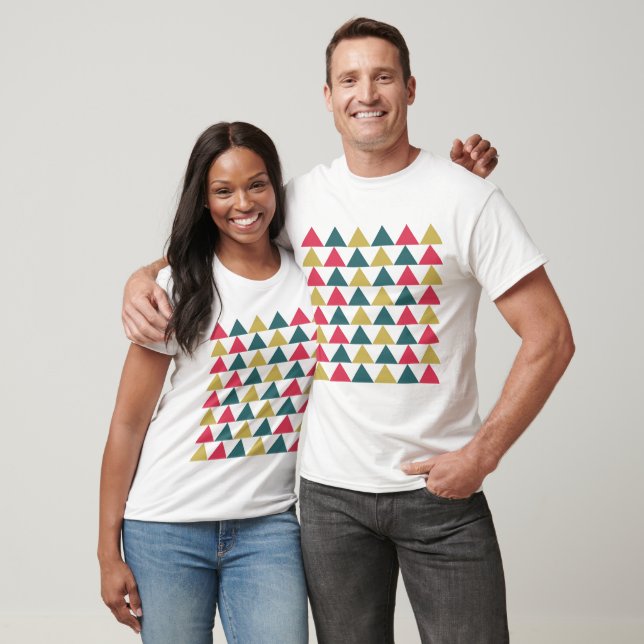 Camiseta Padrão de triângulo geométrico colorido (Unissex)