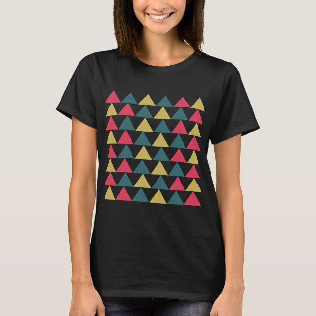 Camiseta Padrão de Triângulo Geométrico Colorido Triângulo (Frente)