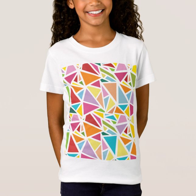 Camiseta Padrão de triângulos coloridos 2 (Frente)