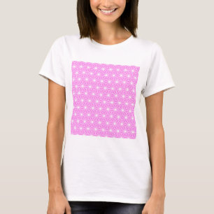 Camiseta Padrão de Triângulos em Estilo Art Déco Rosa Femin
