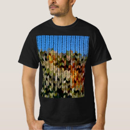 Camiseta Padrão de Tricô Colorido Terra e Céu