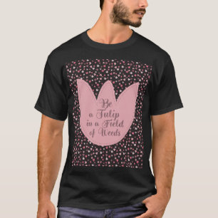 Camiseta Padrão de Tulipas Rosa Simples Doce - Todas as dir