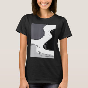 Camiseta Padrão de Vaca Boho Fofo Estético Preto Cinza Bran