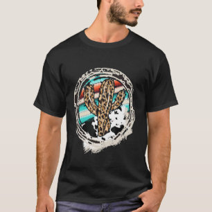 Camiseta Padrão de Vaca Leopardo Cacto Serape Impressão Cow