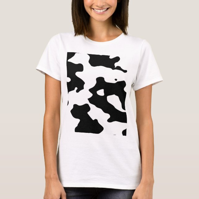 Camiseta Padrão de Vaca Preto e Branco (Frente)