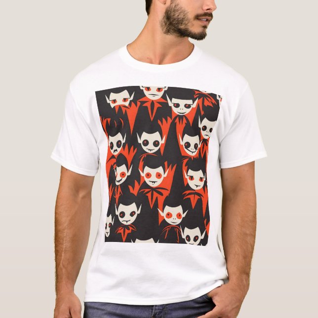 Camiseta Padrão de vampiro com madeira (Frente)