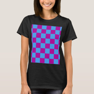 Camiseta Padrão de Verificação Azul Roxo Verificado