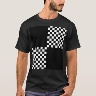 Camiseta Padrão de Verificação Branco Preto Quad Ska