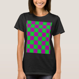 Camiseta Padrão de Verificação Verde Roxo