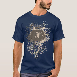 Camiseta Padrão de Vintage com Monograma - Letra J